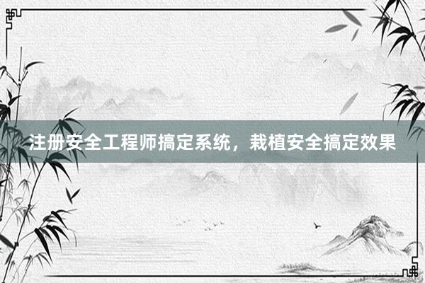 注册安全工程师搞定系统，栽植安全搞定效果